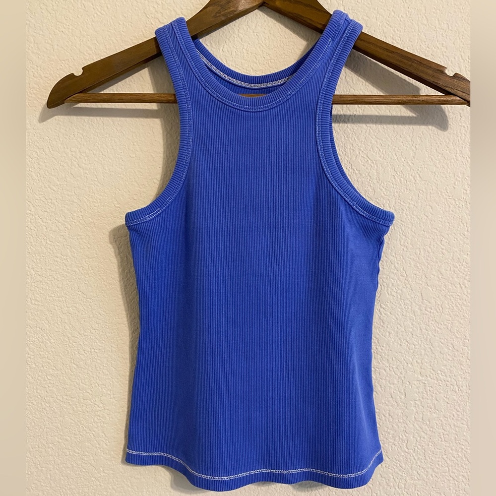 Everlane The Ribbed Cutaway Tank in Cerulean Blue Size XS